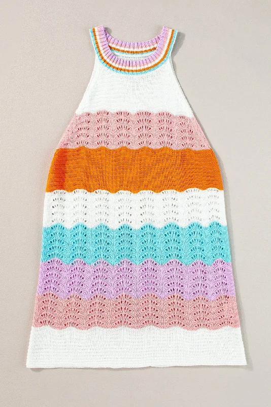 Stylish Knit Halter Tank Top off shoulder tank