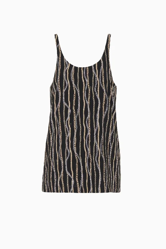 Chloé Chain Print Silk Tank Top - Black cropped tank top