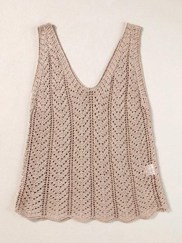 Openwork Crochet Tank Top soft pink tank