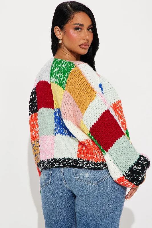 All The Vibes Chunky Knit Cardigan - Multi Color