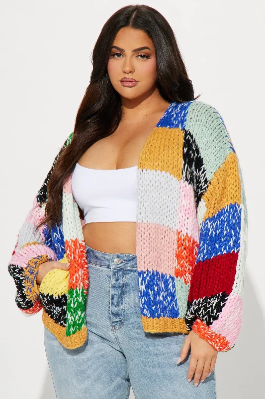 All The Vibes Chunky Knit Cardigan - Multi Color