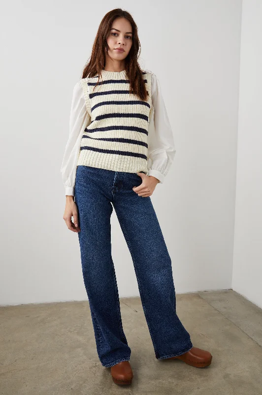 BAMBI SWEATER - IVORY NAVY STRIPE