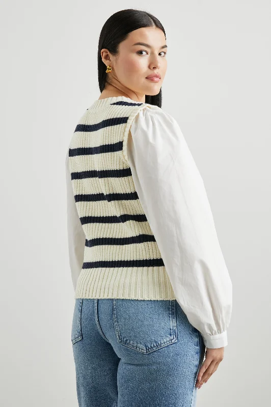 BAMBI SWEATER - IVORY NAVY STRIPE