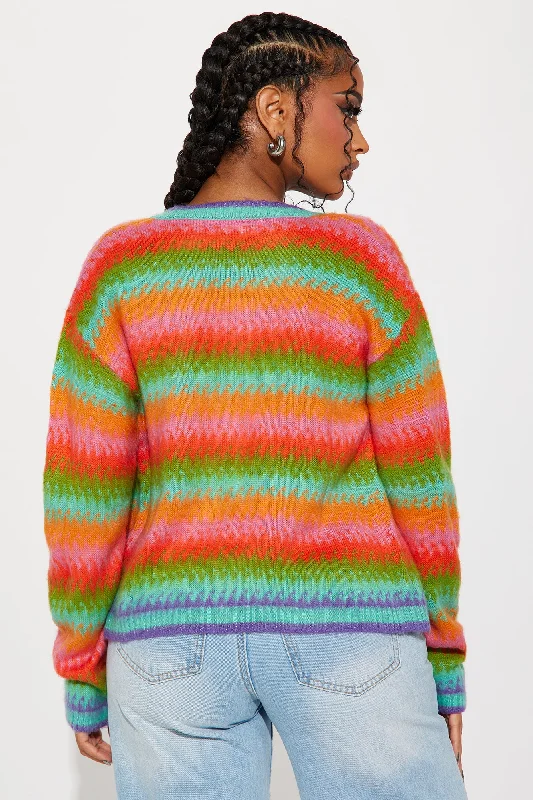 Bright Side Striped Cardigan - Multi Color