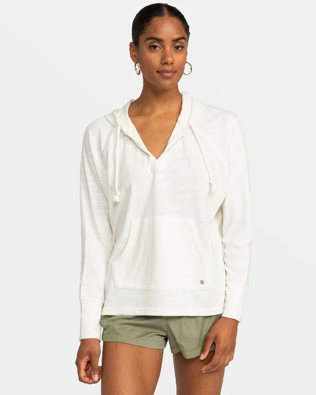 Destination Surf Hooded Long Sleeve Top - Egret