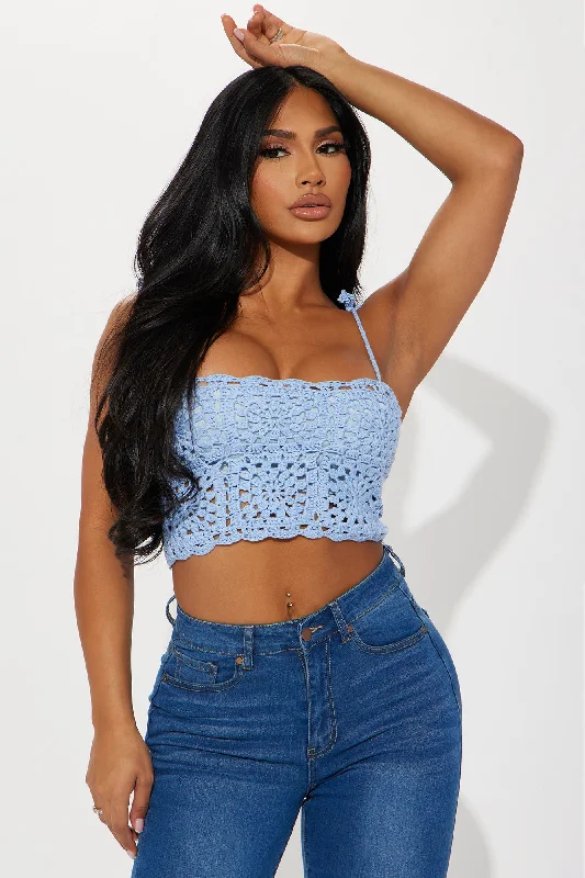 For Your Information Crochet Top - Blue