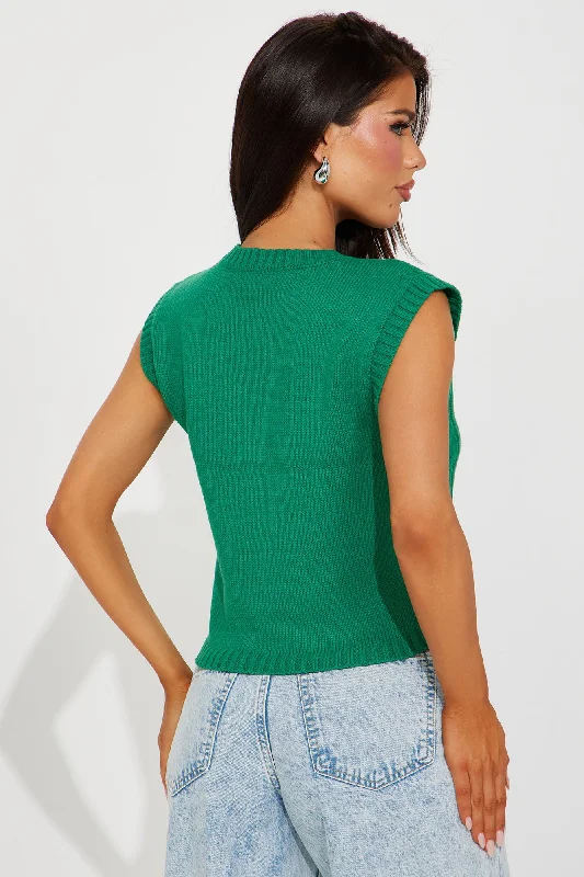 Honor Roll Cable Knit Sweater Vest - Green