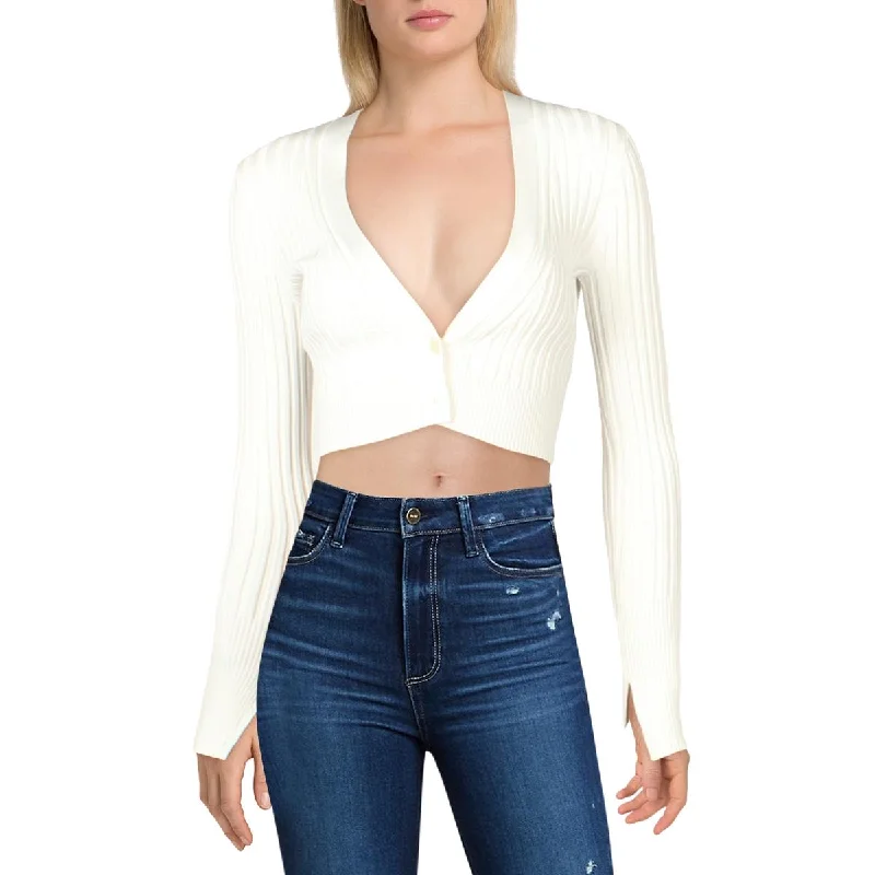 Jonathan Simkhai Womens Ribbed Solid Crop Sweater