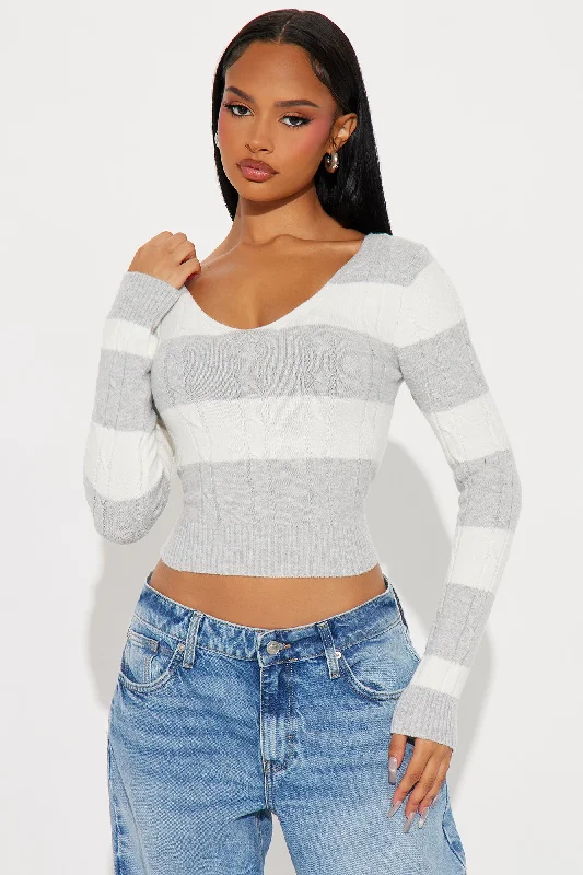 Kelly Striped Sweater - Grey/combo