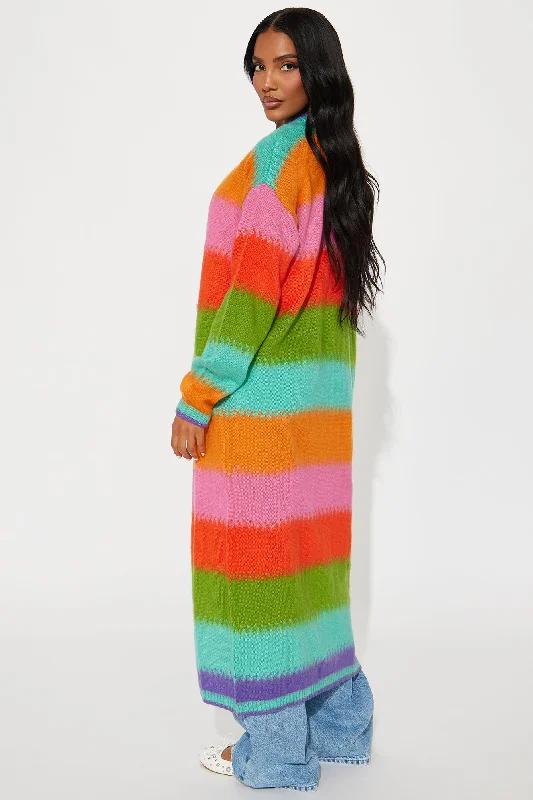 Poppy Striped Long Cardigan - Multi Color