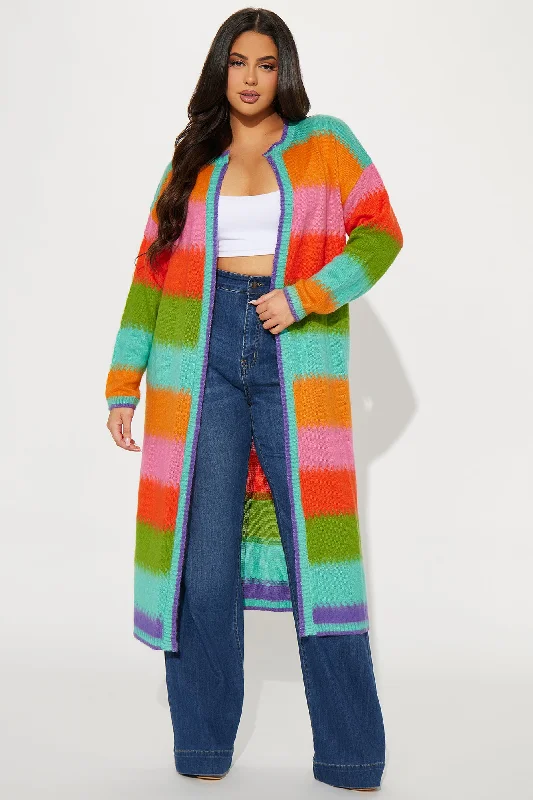 Poppy Striped Long Cardigan - Multi Color