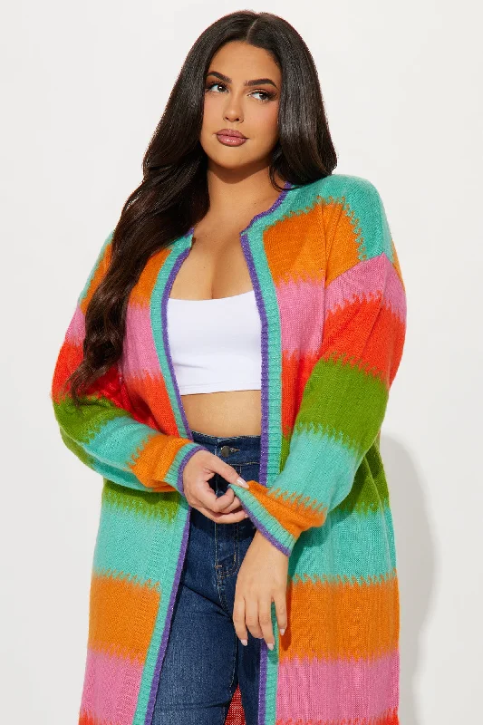 Poppy Striped Long Cardigan - Multi Color