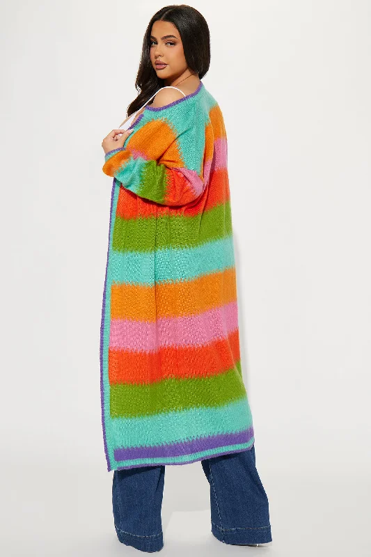 Poppy Striped Long Cardigan - Multi Color