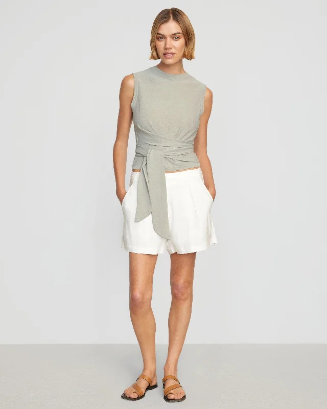 Rumi Cropped Sleeveless Wrap Top