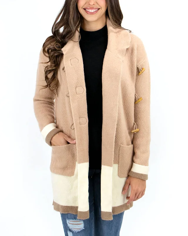 Bristol Sweater Coat In Camel/ivory