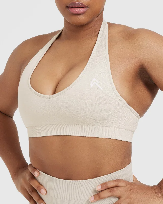 Classic Seamless 2.0 Halter Neck Bralette | Sand Marl