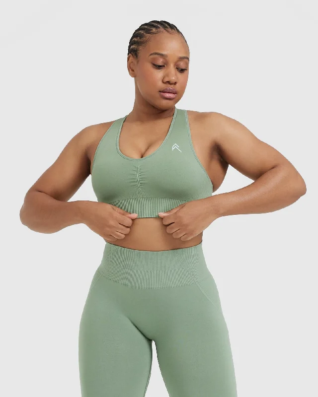 Classic Seamless 2.0 V-Neck Bralette | Sage Marl