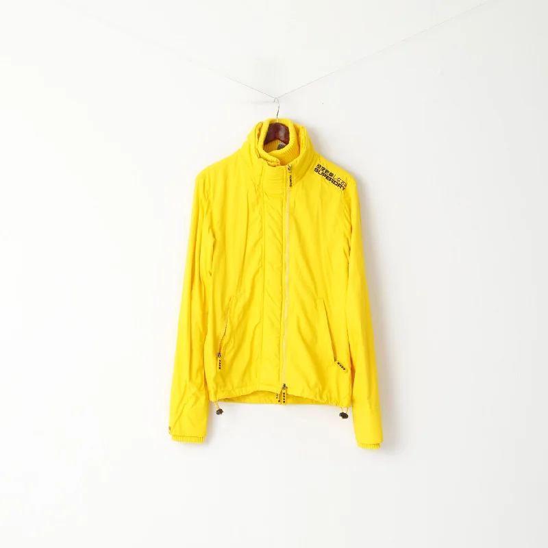 Superdry Women S Jacket Yellow Double Blacklabel Nylon 3 Zippers Lightweight Top