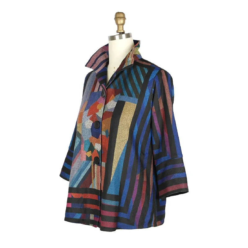 Damee Modern Art-Print Flannel Jacket in Multicolor - 4921