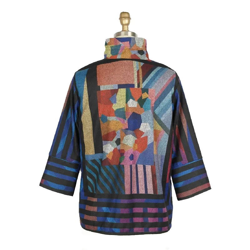 Damee Modern Art-Print Flannel Jacket in Multicolor - 4921