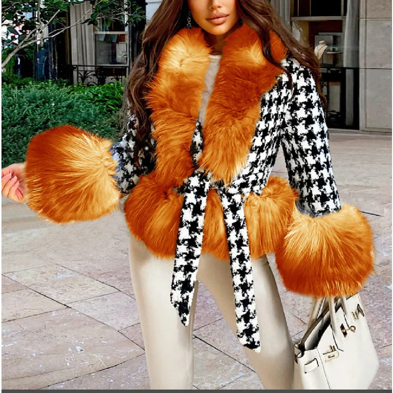 Faux Fur Collar Short Coat