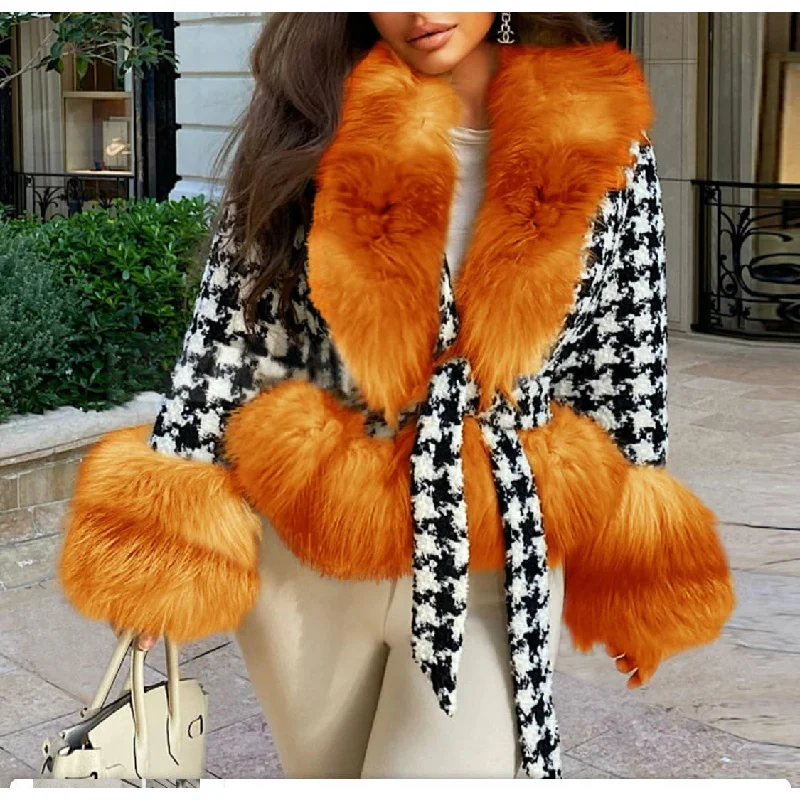 Faux Fur Collar Short Coat