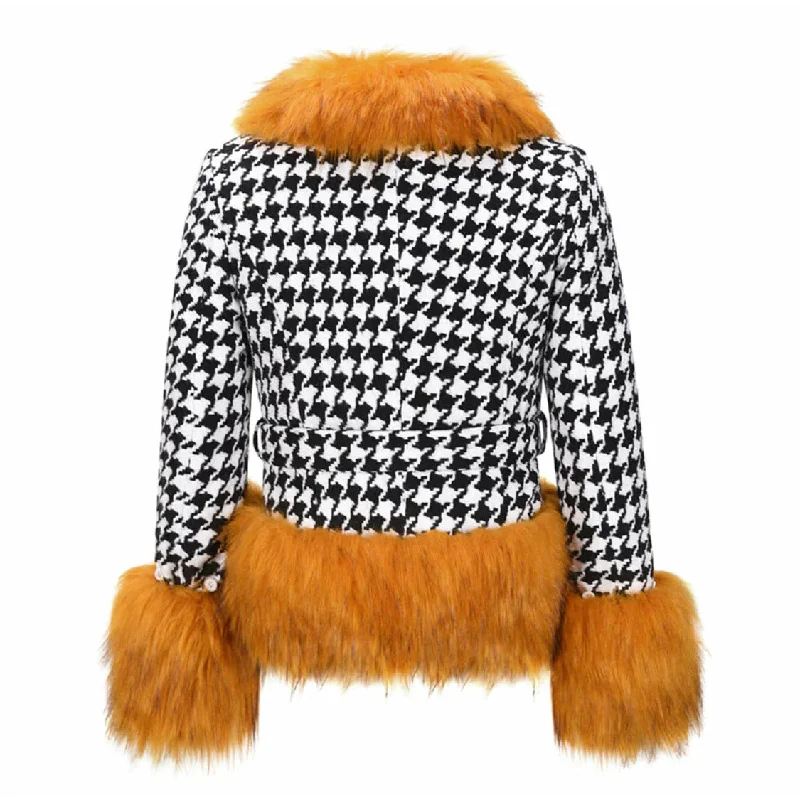 Faux Fur Collar Short Coat