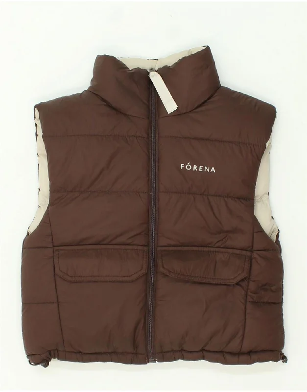 FORENA Womens Reversible Padded Gilet UK 36 Small Brown Polyester