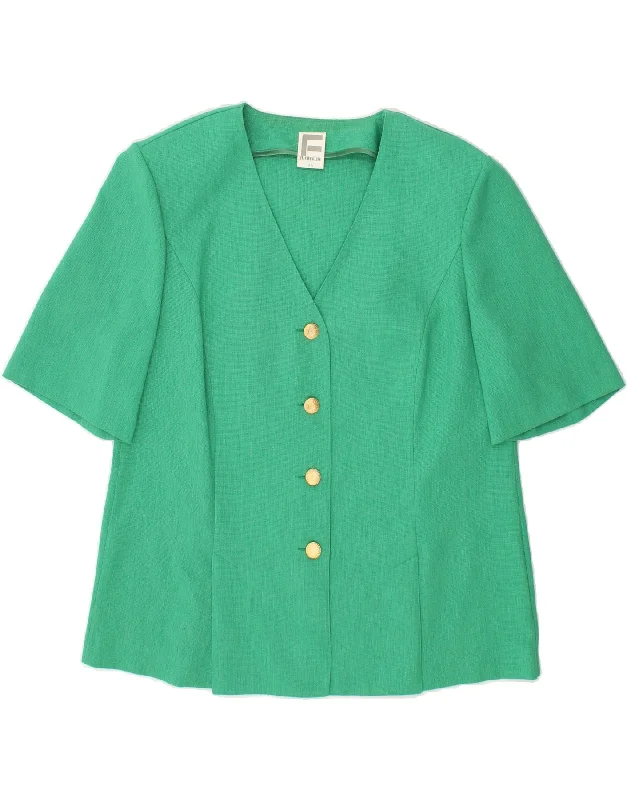 FRANKEN WALDER Womens 4 Button Short Sleeve Blazer Jacket EU 46 XL Green