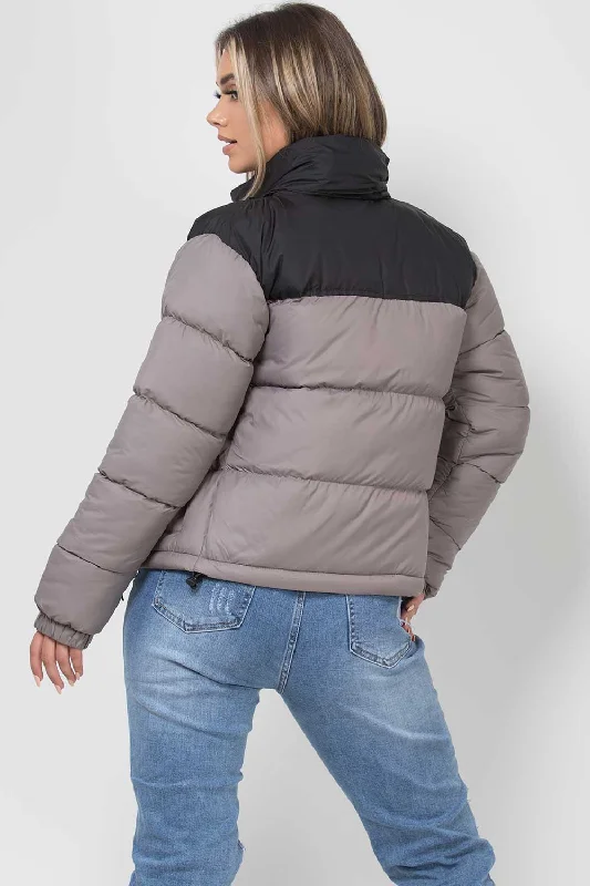 Puffer Jacket Grey Colour Block