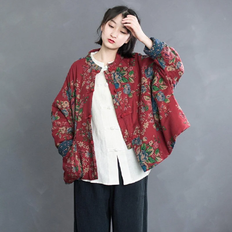 Retro Ethnic Floral Winter Cotton Jacket