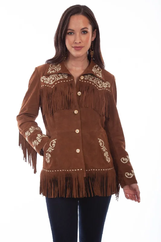 Scully Womens Cinnamon Leather Western Fringe Jacket