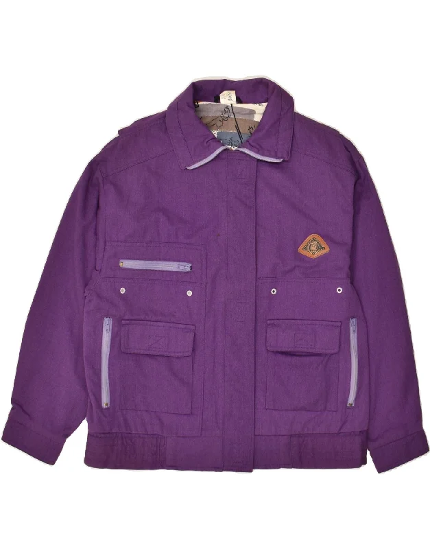 VINTAGE Womens Utility Jacket UK 16 Large Purple Cotton