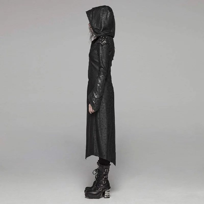 Women's Goth Forked Tail Faux Leather Long Jacket