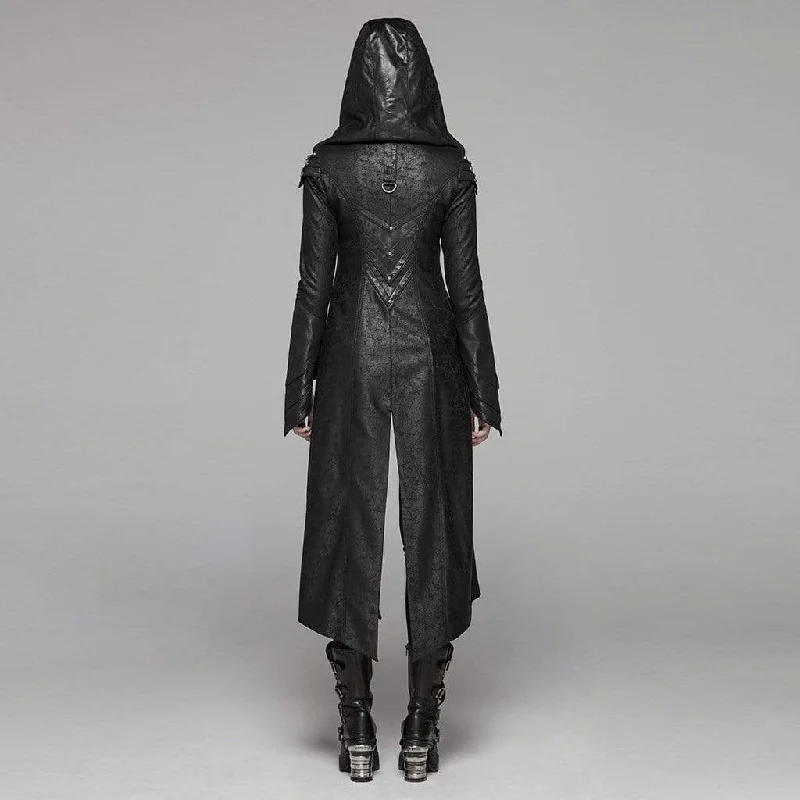 Women's Goth Forked Tail Faux Leather Long Jacket