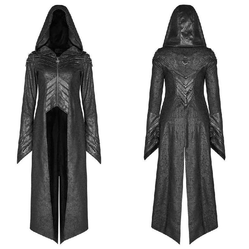 Women's Goth Forked Tail Faux Leather Long Jacket