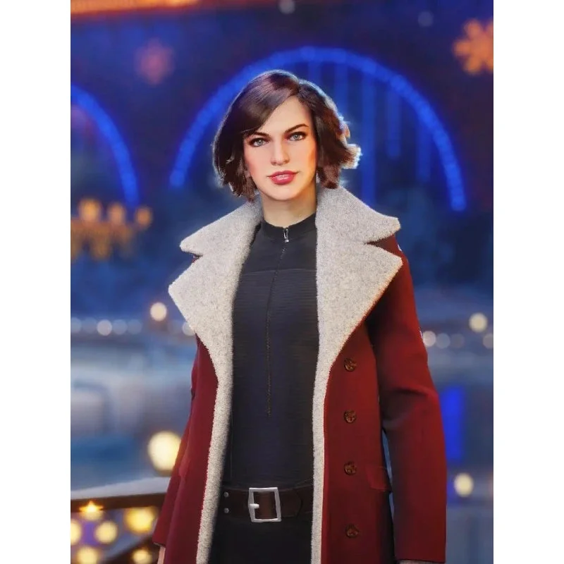 World Of Tanks Holiday Ops Milla Jovovich Shearling Red Coat