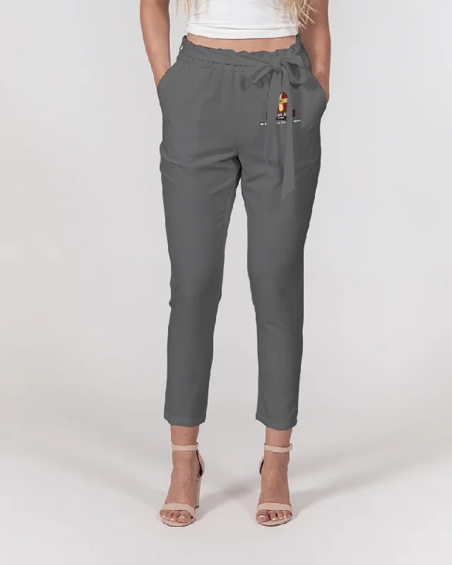 AKH Grey Women's Belted Tapered Pants