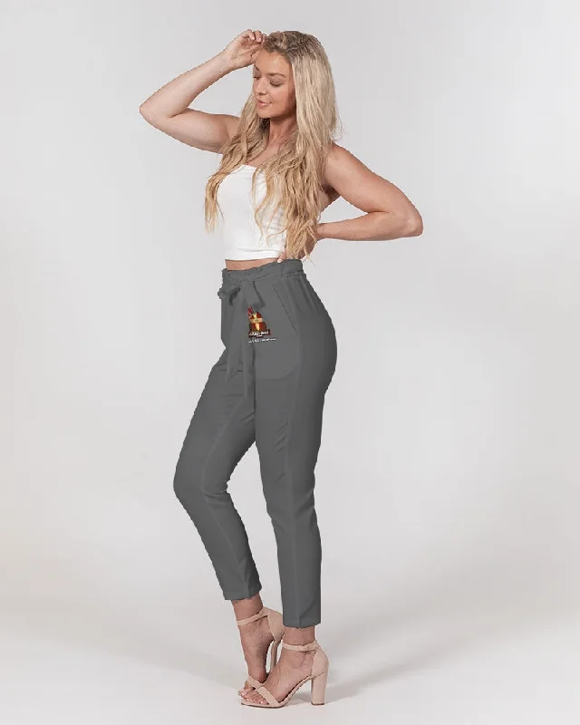 AKH Grey Women's Belted Tapered Pants