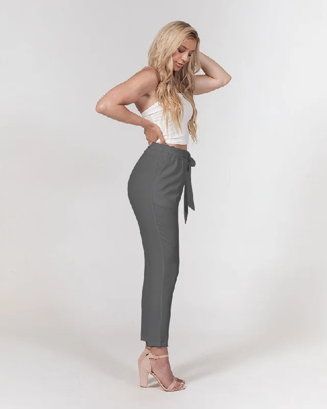 AKH Grey Women's Belted Tapered Pants