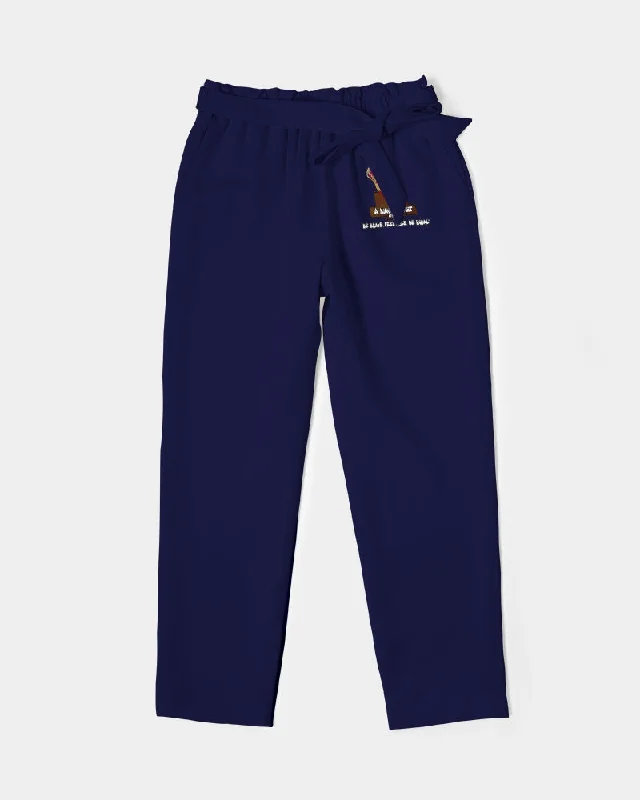 AKH Navy Blue Women's Belted Tapered Pants