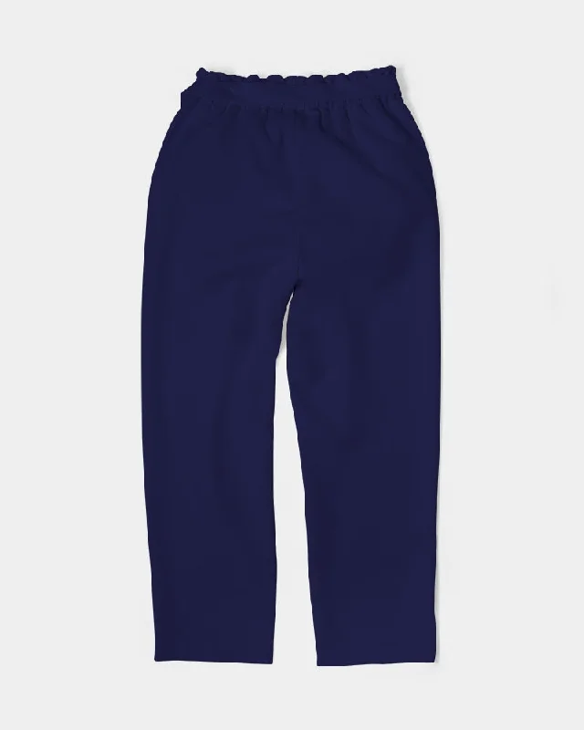 AKH Navy Blue Women's Belted Tapered Pants