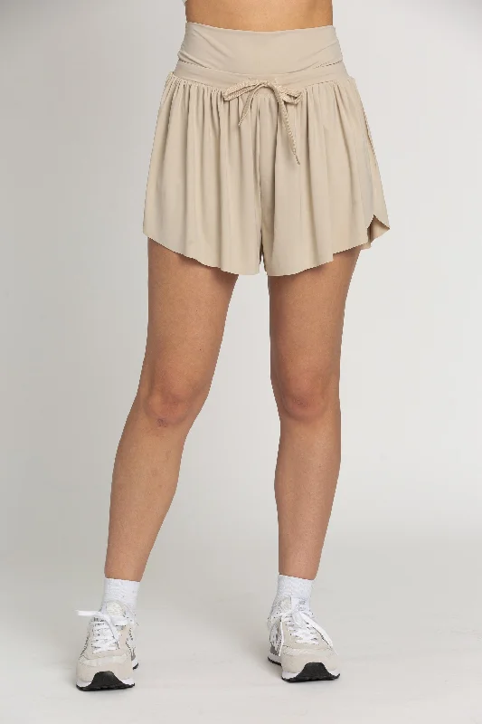 Beige Go-with-the-Flow Athletic Shorts