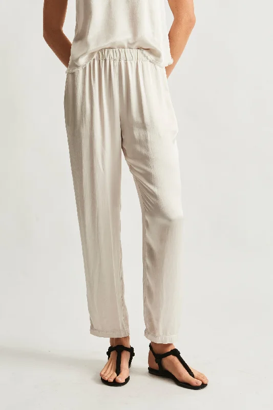 Pebble Satin Dirty White Fez Pant