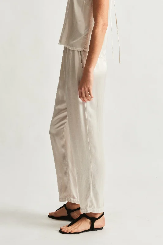 Pebble Satin Dirty White Fez Pant