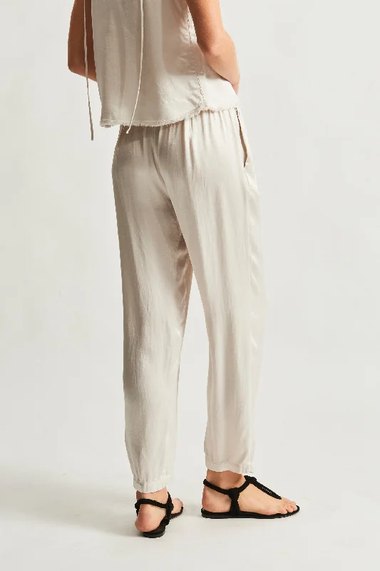 Pebble Satin Dirty White Fez Pant