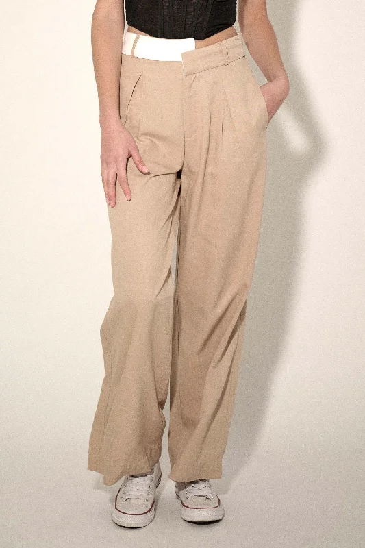 Making Strides Asymmetrical-Waist Pleated Pants