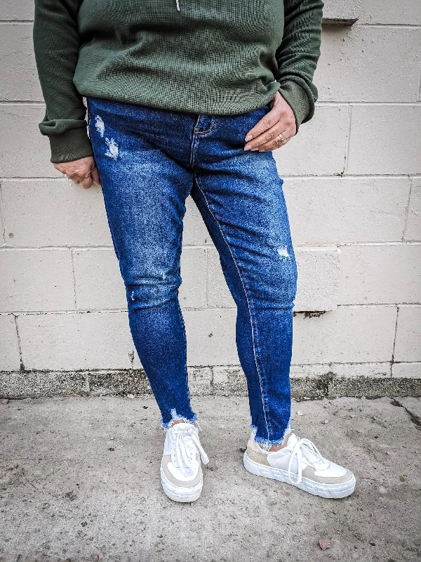 Mid Rise Distressed Crop Skinny Jean - Plus