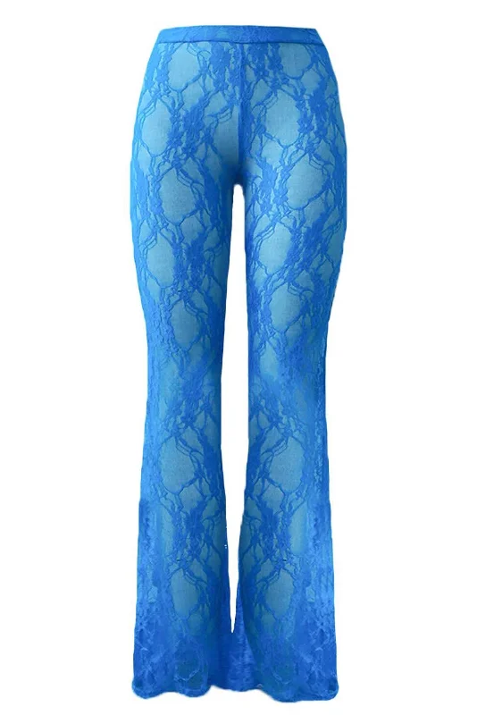 Pammy Lee Azure Blue Low Rise Lace Bootcut Trouser Pants