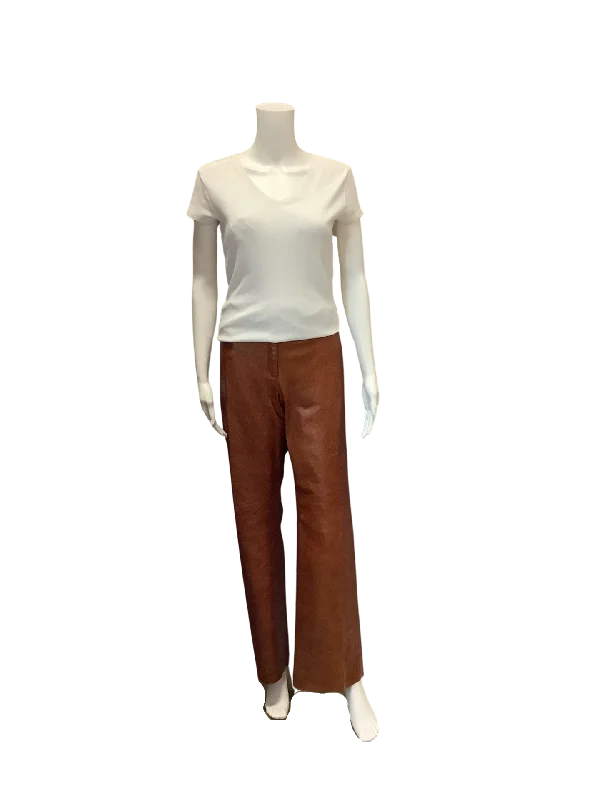 Sutton Studio Women's Pant Cognac Leather Size: 12